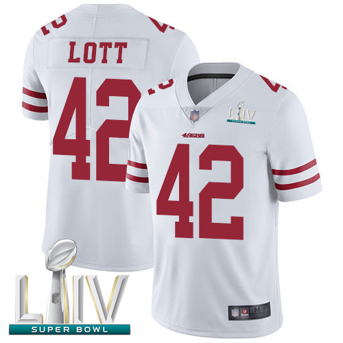 49ers #42 Ronnie Lott White Super Bowl LIV Bound Men's Stitched Football Vapor Untouchable Limited Jersey