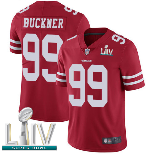 49ers #99 DeForest Buckner Red Team Color Super Bowl LIV Bound Men's Stitched Football Vapor Untouchable Limited Jersey