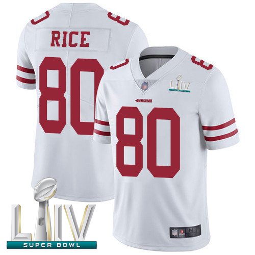 49ers #80 Jerry Rice White Super Bowl LIV Bound Men's Stitched Football Vapor Untouchable Limited Jersey