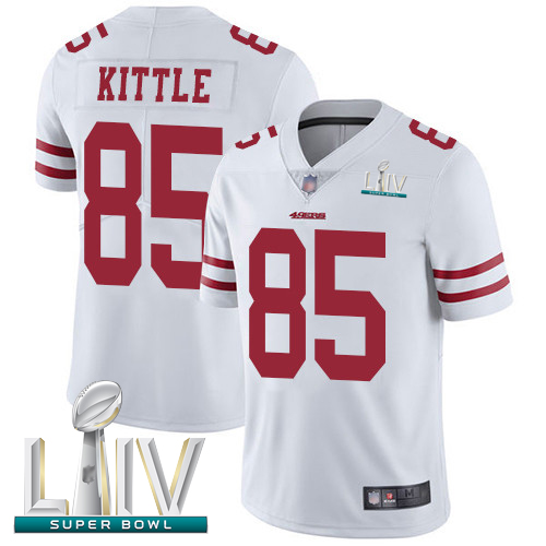 49ers #85 George Kittle White Super Bowl LIV Bound Men's Stitched Football Vapor Untouchable Limited Jersey