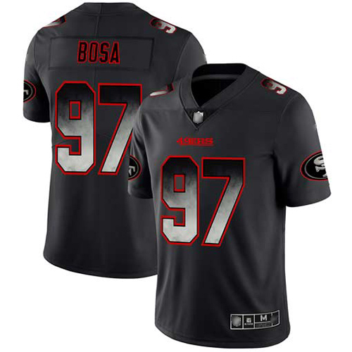 49ers #97 Nick Bosa Black Men's Stitched Football Vapor Untouchable Limited Smoke Fashion Jersey