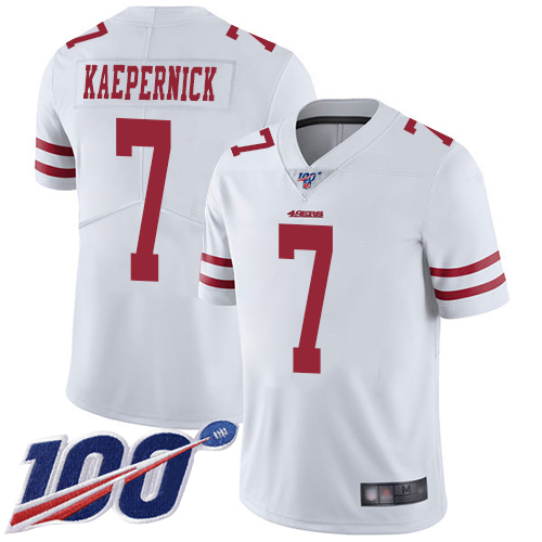 49ers #7 Colin Kaepernick White Men's Stitched Football 100th Season Vapor Limited Jersey