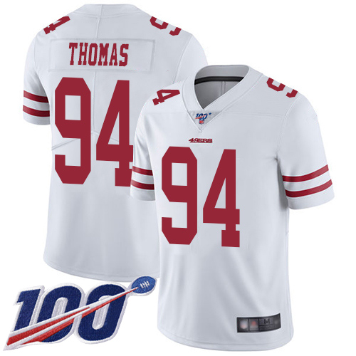 49ers #94 Solomon Thomas White Men's Stitched Football 100th Season Vapor Limited Jersey