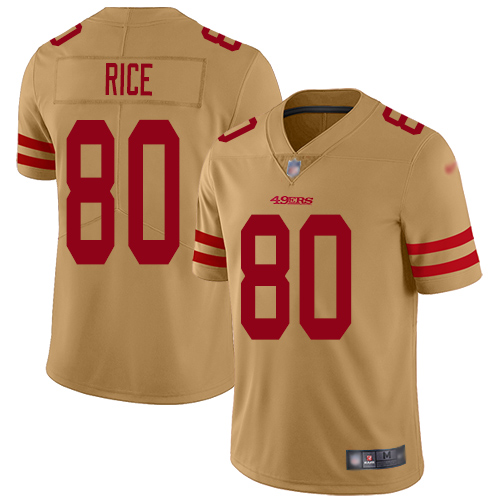 49ers #80 Jerry Rice Gold Men's Stitched Football Limited Inverted Legend Jersey