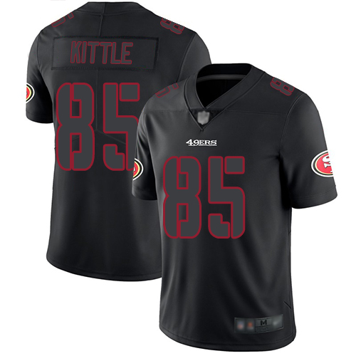 49ers #85 George Kittle Black Men's Stitched Football Limited Rush Impact Jersey