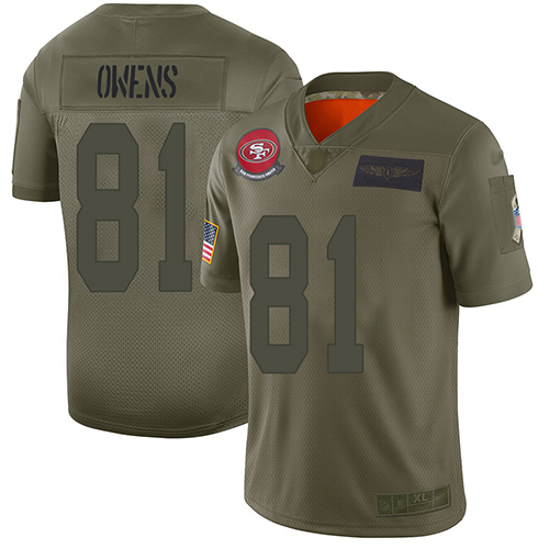49ers #81 Terrell Owens Camo Men's Stitched Football Limited 2019 Salute To Service Jersey
