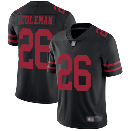 49ers #26 Tevin Coleman Black Alternate Men's Stitched Football Vapor Untouchable Limited Jersey