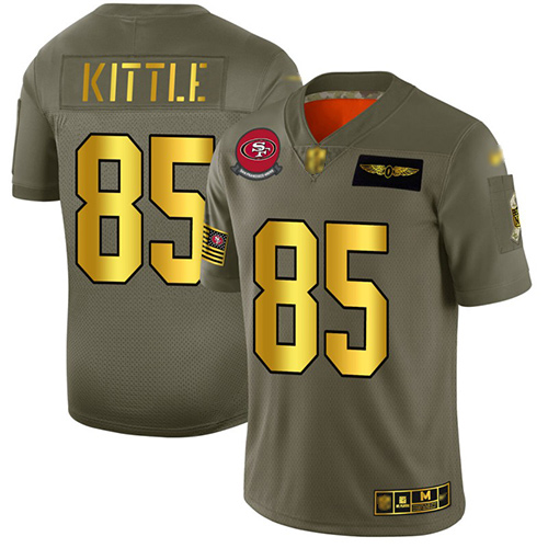 49ers #85 George Kittle Camo/Gold Men's Stitched Football Limited 2019 Salute To Service Jersey