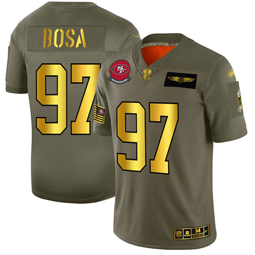 49ers #97 Nick Bosa Camo/Gold Men's Stitched Football Limited 2019 Salute To Service Jersey