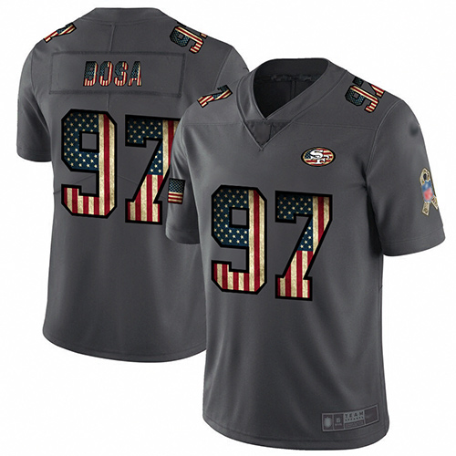 49ers #97 Nick Bosa Carbon Black Men's Stitched Football Limited Retro Flag Jersey