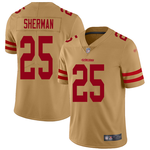 49ers #25 Richard Sherman Gold Men's Stitched Football Limited Inverted Legend Jersey