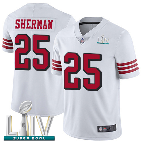 49ers #25 Richard Sherman White Rush Super Bowl LIV Bound Men's Stitched Football Vapor Untouchable Limited Jersey