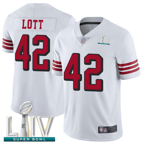 49ers #42 Ronnie Lott White Rush Super Bowl LIV Bound Men's Stitched Football Vapor Untouchable Limited Jersey