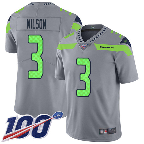 Seahawks #3 Russell Wilson Silver Men's Stitched Football Limited Inverted Legend 100th Season Jersey