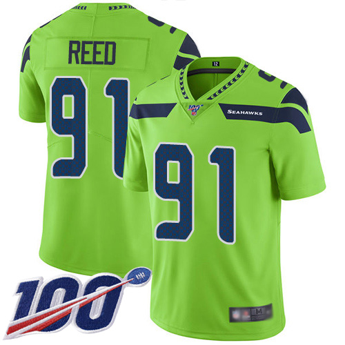 Seahawks #90 Jarran Reed Green Men's Stitched Football Limited Rush 100th Season Jersey