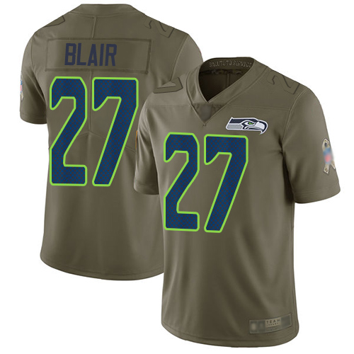 Seahawks #27 Marquise Blair Olive Men's Stitched Football Limited 2017 Salute To Service Jersey