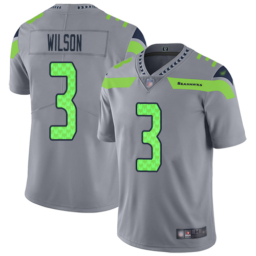 Seahawks #3 Russell Wilson Gray Men's Stitched Football Limited Inverted Legend Jersey