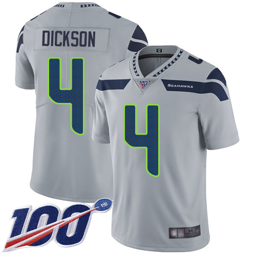 Seahawks #4 Michael Dickson Grey Alternate Men's Stitched Football 100th Season Vapor Limited Jersey
