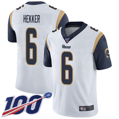 Rams #6 Johnny Hekker White Men's Stitched Football 100th Season Vapor Limited Jersey