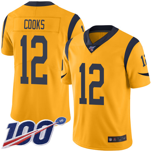 Rams #12 Brandin Cooks Gold Men's Stitched Football Limited Rush 100th Season Jersey