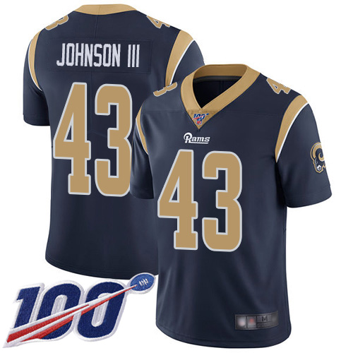 Rams #43 John Johnson Navy Blue Team Color Men's Stitched Football 100th Season Vapor Limited Jersey