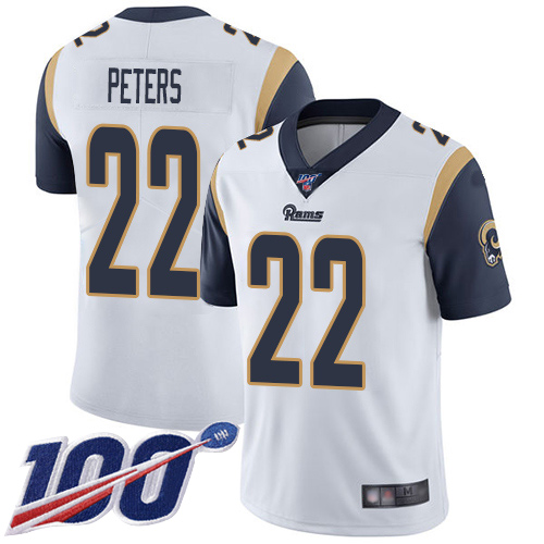 Rams #22 Marcus Peters White Men's Stitched Football 100th Season Vapor Limited Jersey