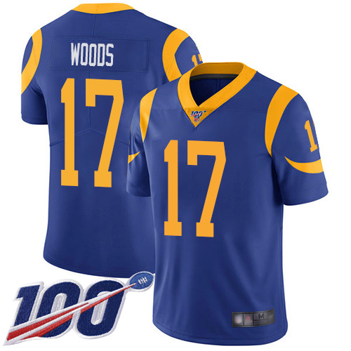 Rams #17 Robert Woods Royal Blue Alternate Men's Stitched Football 100th Season Vapor Limited Jersey