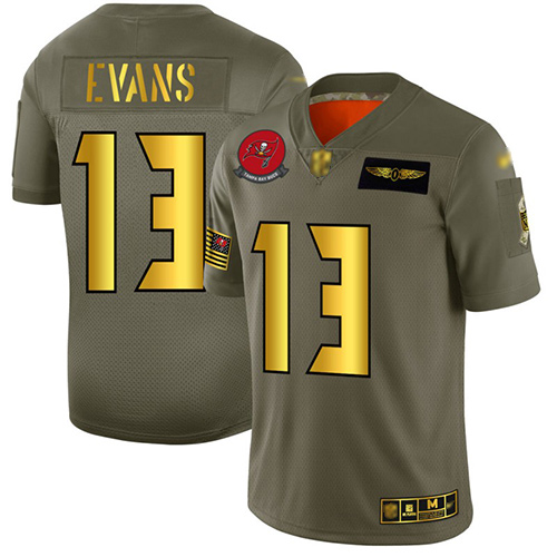 Buccaneers #13 Mike Evans Camo/Gold Men's Stitched Football Limited 2019 Salute To Service Jersey