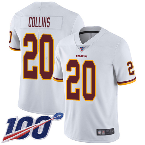 Redskins #20 Landon Collins White Men's Stitched Football 100th Season Vapor Limited Jersey