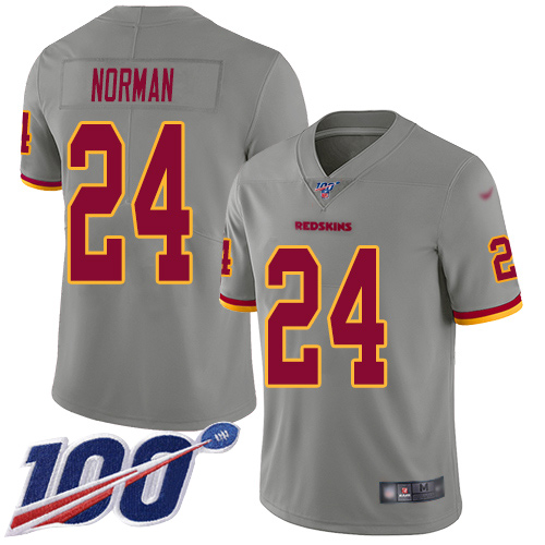 Redskins #24 Josh Norman Gray Men's Stitched Football Limited Inverted Legend 100th Season Jersey