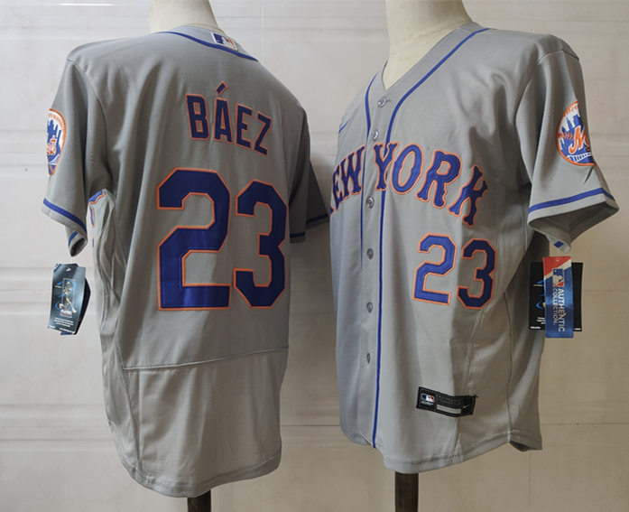 Youth New York Mets #23 Javier Baez Nike Road Grey Jersey