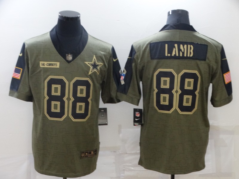 Men's Dallas Cowboys #88 CeeDee Lamb Nike Olive 2021 Salute To Service Limited Player Jersey