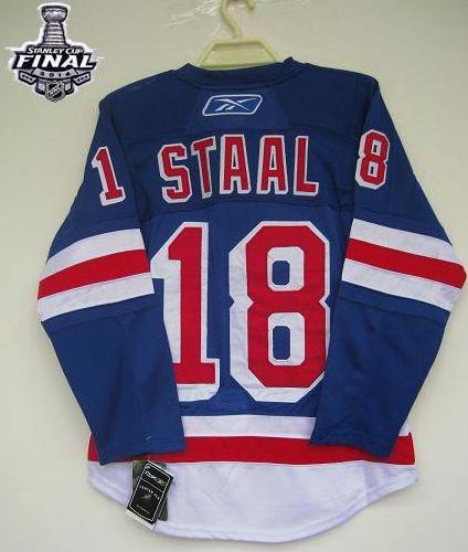 New York Rangers #18 Marc Staal Blue With 2014 Stanley Cup Finals Stitched NHL Jerseys