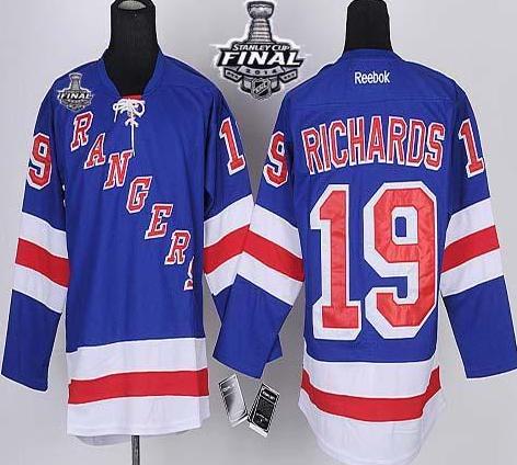 New York Rangers #19 Brad Richards Blue With 2014 Stanley Cup Finals Stitched NHL Jerseys