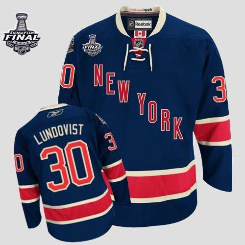 New York Rangers #30 Henrik Lundqvist Dark Blue 85TH Third With 2014 Stanley Cup Finals Stitched NHL Jerseys