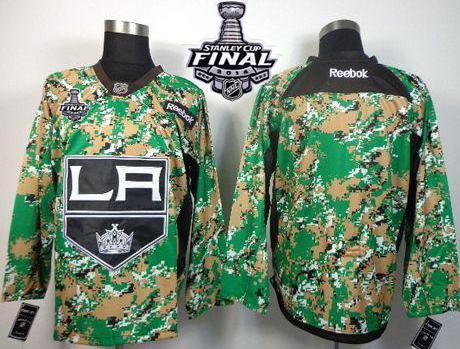 Los Angeles Kings Blank Camo With 2014 Stanley Cup Finals Stitched NHL Jerseys