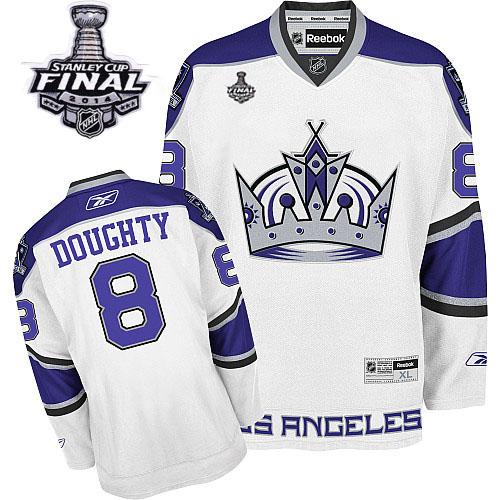 Los Angeles Kings #8 Drew Doughty White 2014 Stanley Cup Finals Stitched NHL Jerseys