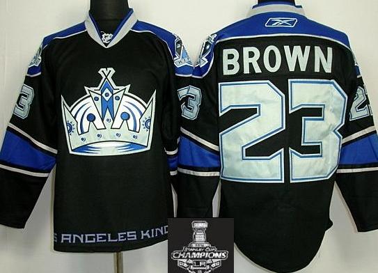 Los Angeles Kings 23 Dustin Brown Black NHL Jerseys With 2014 Stanley Cup Champions Patch