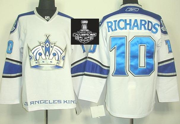Los Angeles Kings 10 Mike Richards White NHL Hockey Jerseys With 2014 Stanley Cup Champions Patch