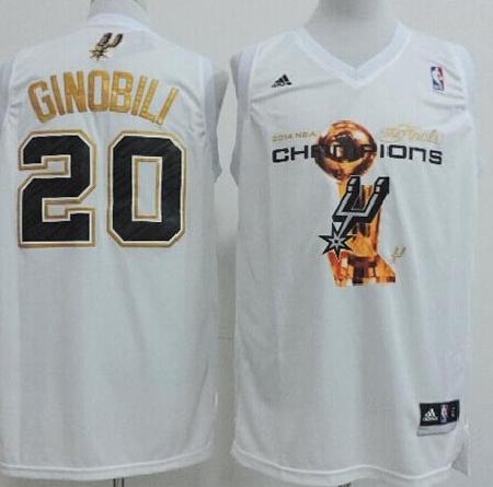 San Antonio Spurs 20 Manu Ginobili White 2014 Fianls Champions NBA Jerseys