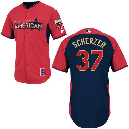 2014 All-Star Game American League Detroit Tigers 37 Max Scherzer Red Blue MLB Jerseys