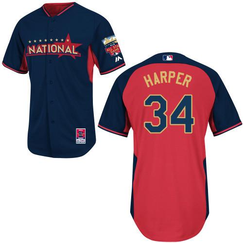 2014 All-Star Game National League Washington Nationals 34 Bryce Harper Red Blue MLB Jerseys