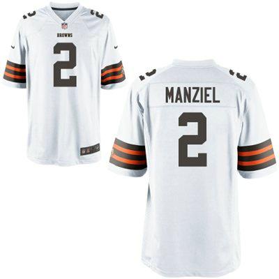 Kids Nike Cleveland Browns #2 Johnny Manziel White NFL Jerseys