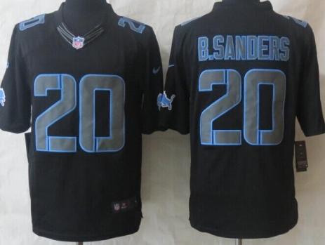 Nike Detroit Lions 20 B.Sanders Black Impact LIMITED NFL Jerseys