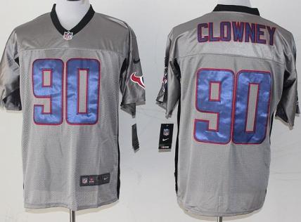 Nike Houston Texans 90 Jadeveon Clowney Grey Shadow Elite NFL Jerseys