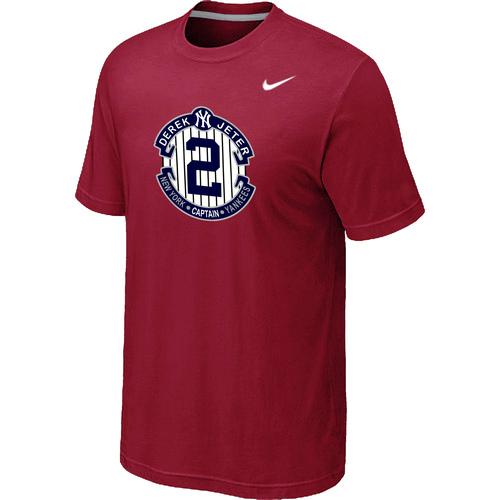 Nike New York Yankees 2 Derek Jeter Official Final Season Commemorative Logo T-Shirt Red