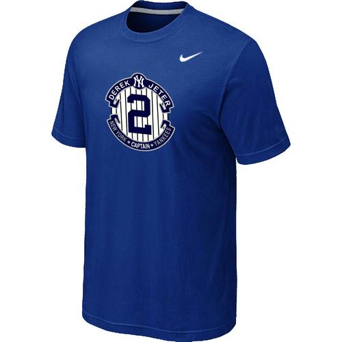 Nike New York Yankees 2 Derek Jeter Official Final Season Commemorative Logo T-Shirt Blue