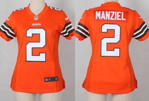 Women Nike Cleveland Browns #2 Johnny Manziel Orange NFL Jerseys