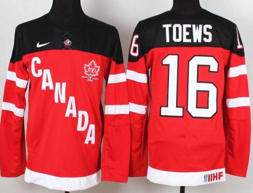 Canada Olympic 100th Anniversary 16 Jonathan Toews Red Hockey Jerseys
