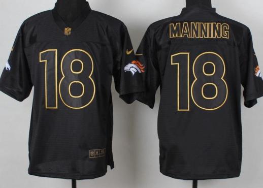 Nike Denver Broncos 18 Peyton Manning 2014 PRO Gold Lettering Fashion NFL Jerseys